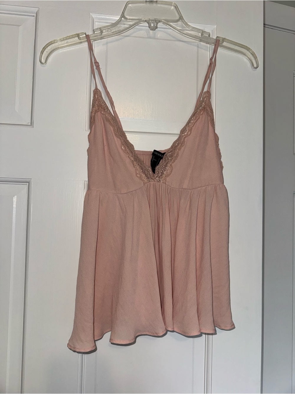 Forever 21 Blush Pink Lace-Trim Spaghetti Strap Cami